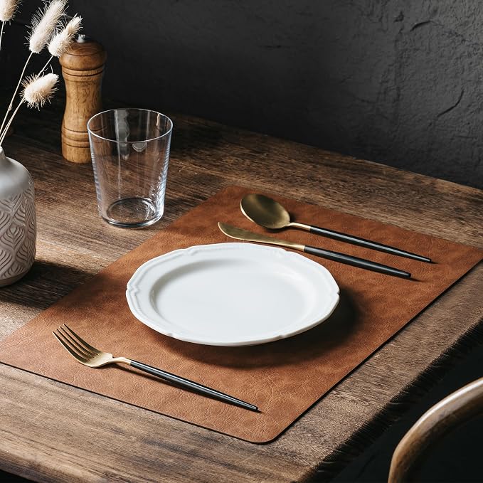 Placemats Set of 12, DOLOPL Reversible Dual-Color Faux Leather Place Mats - Image 5