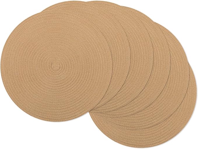 SHACOS 15 inch Round Braided Placemats Set of 6 Cotton Polyester Heat Resistant by SHACOS