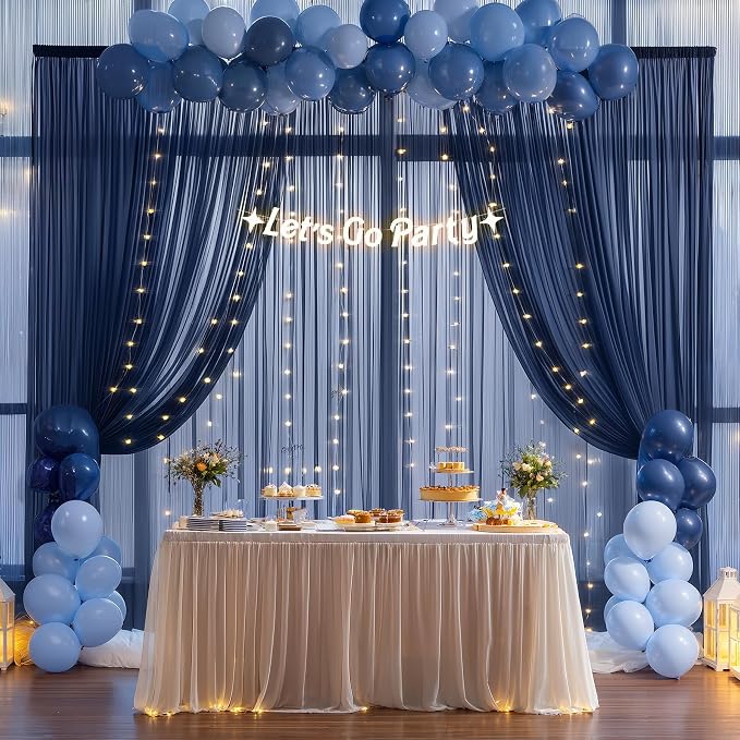 20x10ft Navy Blue Tulle Backdrop Curtain - Image 8