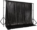 PartyDelight Black Sequin Backdrop 20x10ft Sparkly Photo Curtain | 4 Inch Rod by PartyDelight