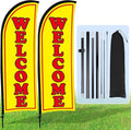 Buryeah 2 Sets Welcome Feather Flag Sign Kit 8 ft Welcome Banners Swooper Flag by Buryeah