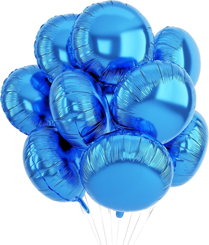 20PCS Blue Round Shaped Balloons, 18 Inch Round Foil Balloon, Royal Blue Giant by Paready