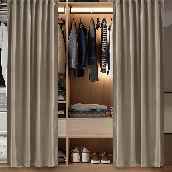 Wide Doorway Curtain 80 inches Long Camel Beige Room Darkening Privacy Protect - Image 5