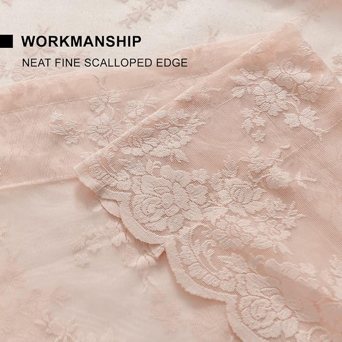 Kotile Blush Pink Lace Curtains - Image 6