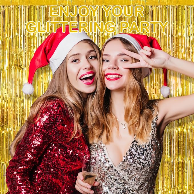 30 Pack Gold Foil Fringe Curtain Backdrop, 3.3x8.2 Feet Metallic Tinsel - Image 4