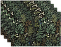 Black Sage Green Leaves Placemats Set of 4 Vintage Botanical Fern Leaf Floral by Wnoesat