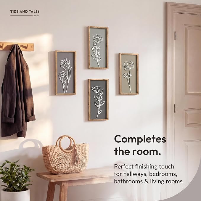 Tide and Tales 3d Framed Wall Art, Floral Boho Wall Decor | 7" x 16", - Image 9