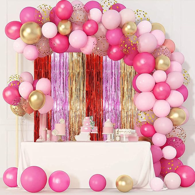 Voircoloria Valentine Foil Fringe Backdrop Curtains, 2 Pack | Tinsel Streamers - Image 5