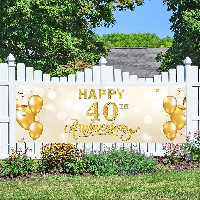 Large Happy 40th Anniversary Banner 40 Wedding Company Retirement Anniversary - Image 5