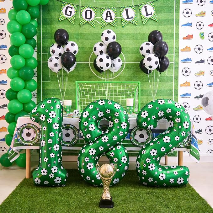 40 Inch Soccer Number 9 Balloons Large Foil Balloon Number 9 Birthday Deco | - Image 4