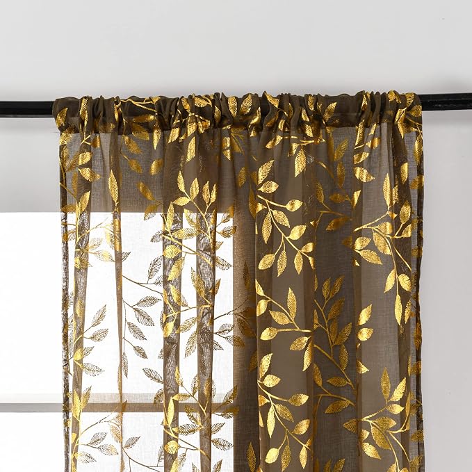 Sutuo Home Taupe Sheer Curtains 96 Inches Long 2 Panels Set, Privacy Window - Image 5