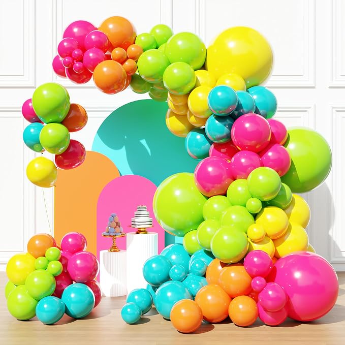 Tropical Balloons Arch Kit, Hawaiian Party Balloons | Hot Pink Orange Teal by FHEKFNG