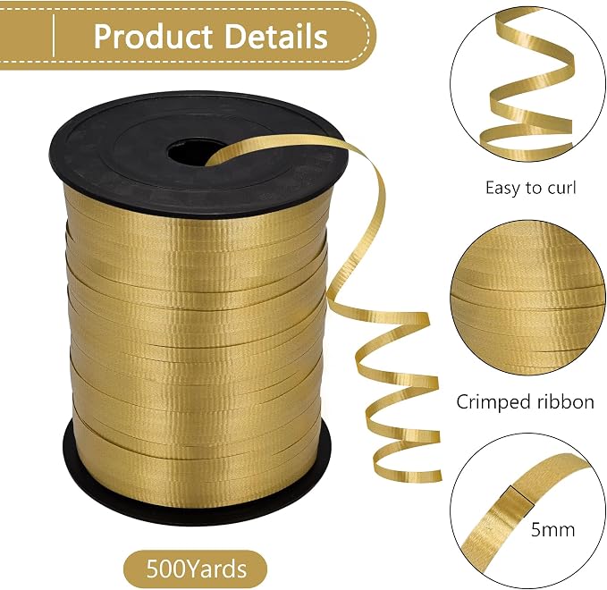 500 Yards Gold Crimped Texture Curling Ribbon - Image 2