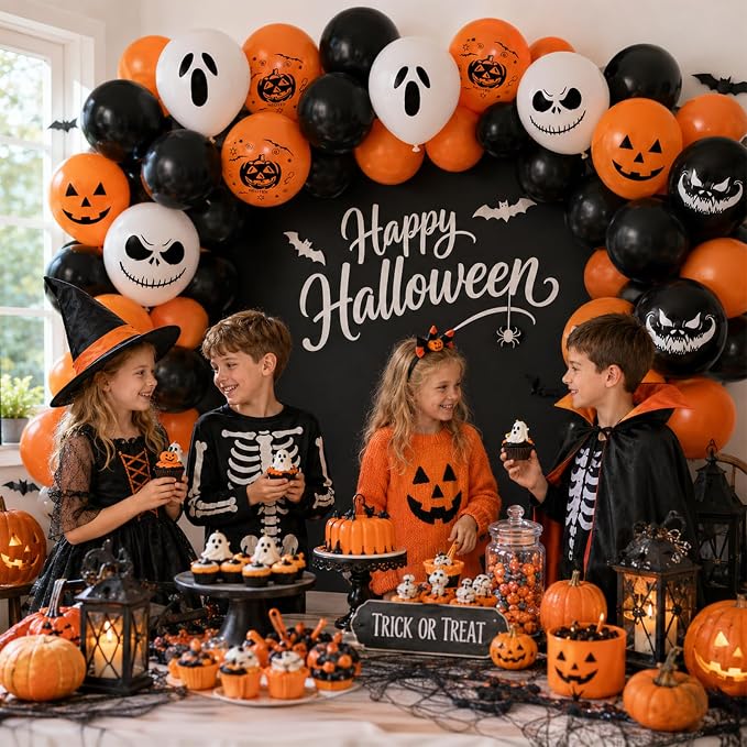 Halloween Party Balloons Black Orange White Ghost Spooky Balloon | 12Inch - Image 5