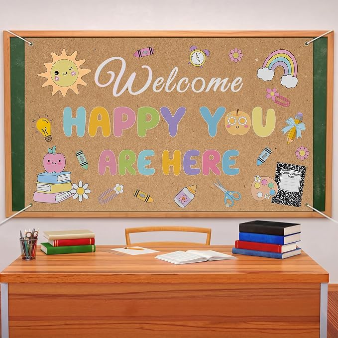 Tudomro Kraft Pastel Banner Back to School Backdrop Decor 73 x 43 Inch Kraft - Image 3