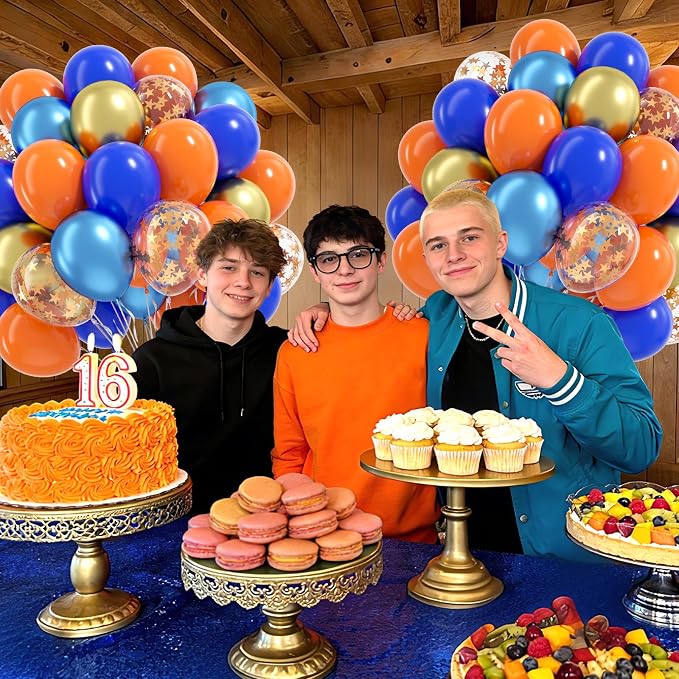 60pcs Royal Blue and Orange Balloons 12inch - Image 5