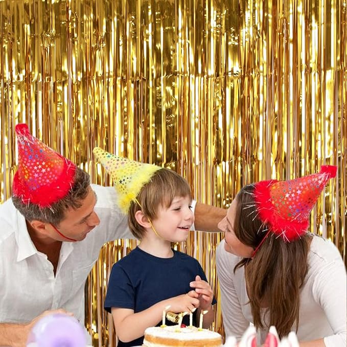 2 Pack Gold Fringe Curtain Backdrop, 3.2Ft x 8.2Ft Metallic Photo Booth - Image 5