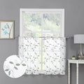 Tollpiz Sage Green Leaf Sheer Tier Curtain Kitchen 30 x 36 Inches | Leaves by Tollpiz