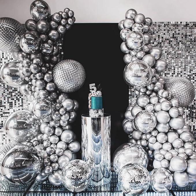 170 Pieces Silver Metallic Balloons Silver Balloon Arch Kit Balloons Garland - Image 6