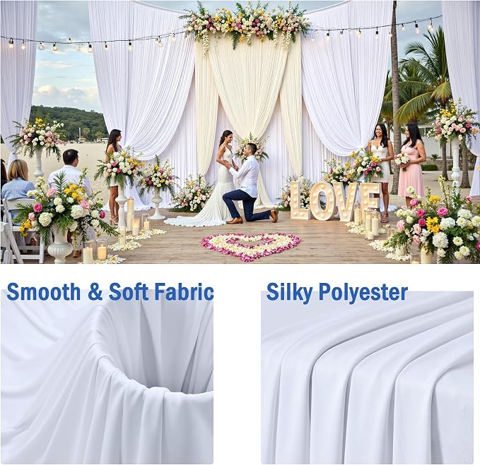10ft x 15ft White Backdrop Curtains - Image 3