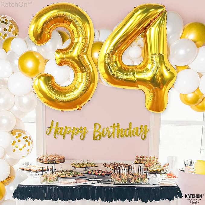 KatchOn Gold 34 Balloon Numbers 40 Inch, 34 Birthday Decorations | Birthday - Image 6