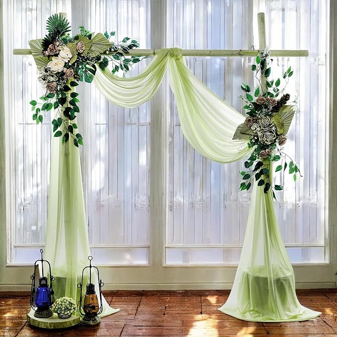 MDS Halloween Chiffon Draping Fabric - 1 Panel, 30" Wide x 75ft Long - Sheer Spooky Arbor & Canopy Drapery for Haunted House Backdrops, Party Ceilings, DIY Costumes & Themed Events - Sage Green