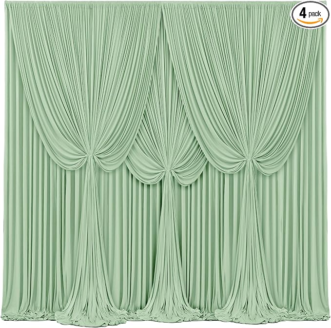 4 Panels Sage Green Backdrop Curtains by Tao-GePartyDecorations