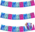 BEISHIDA Blue Fuchsia Fringe Garland Banner 30ft Wall Tinsel Foil Streamers | by Beishida