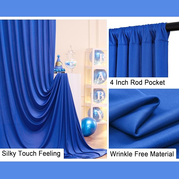 20ft x 10ft Wrinkle Free Royal Blue Backdrop Curtain - Image 4