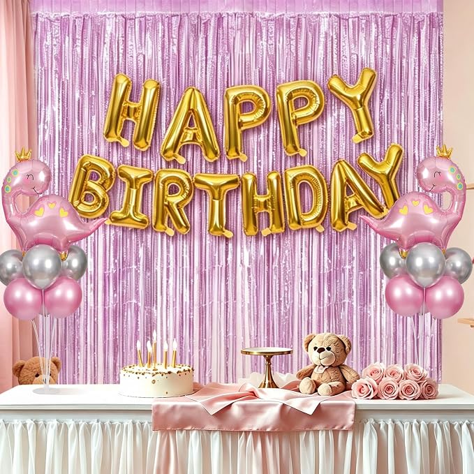 Cute Pink Dinosaur Birthday Party Decorations, Dino Theme Party Balloon Kit - Image 5