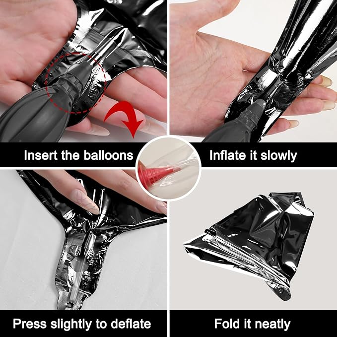 12Pcs Black Round Foil Balloons - Image 8