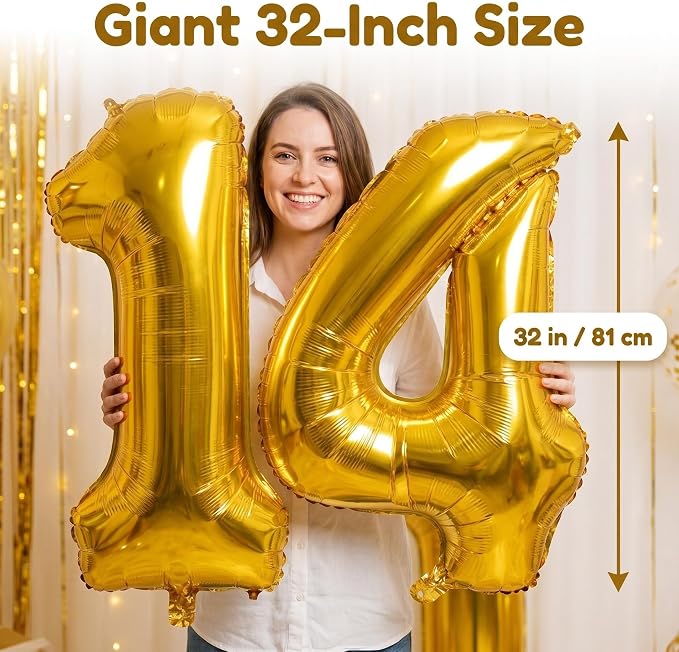 Number 14 Balloon Foil Mylar Balloons - Image 4