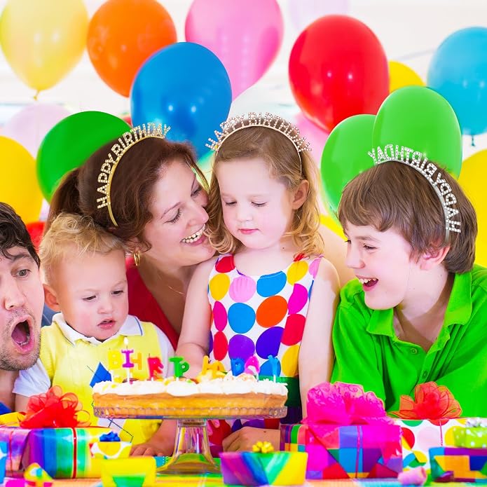 Lyrow 12 Pcs Rhinestone Happy Birthday Crowns Headbands Party Decorations - Image 7