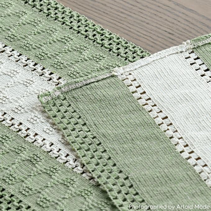 Artoid Mode Light Green Farmhouse Woven Table Runner 12x90 Inch | Seasonal - Image 5