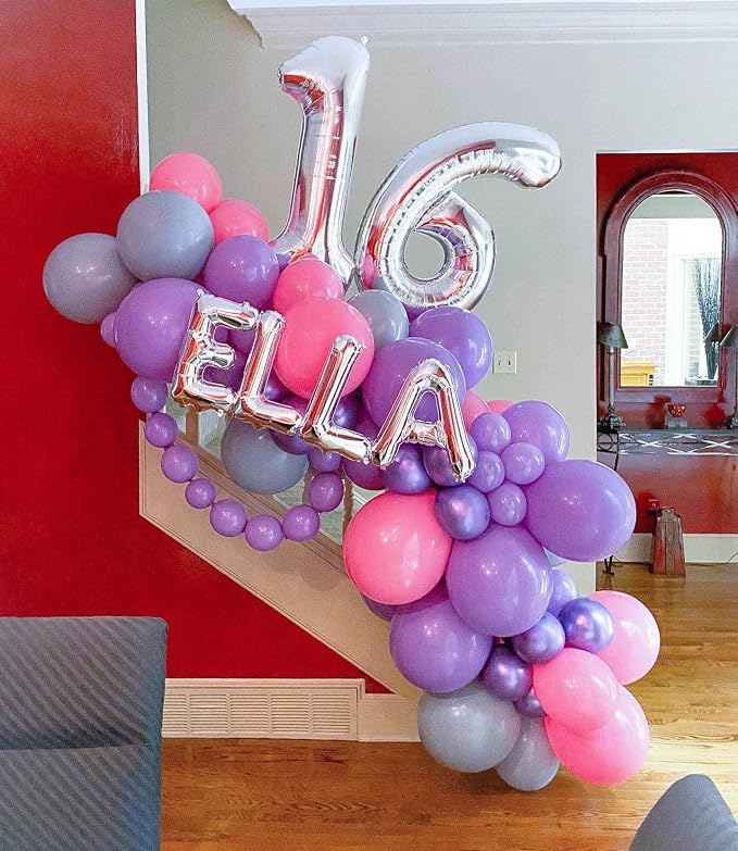 40 Inch Silver 16 Number Balloons Giant 16 or 61 Balloons Silver Birthday 16 - Image 5