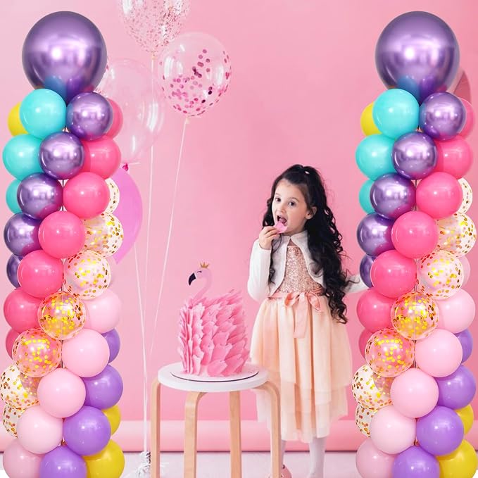 Pink Purple Blue Balloon Column Stand Kit Set of 2 - Image 2