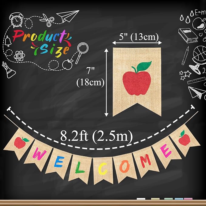 Uniwish Welcome Banner for First Day of School Classroom Decorations | Burlap - Image 3