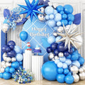 Blue Silver Balloon Arch Garland Kit, Baby Shower, Graduation, Anniversary by GRESATEK