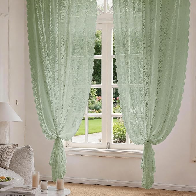 Anmao Vintage Lace Sheer Curtains 84 Inches Long - Image 7