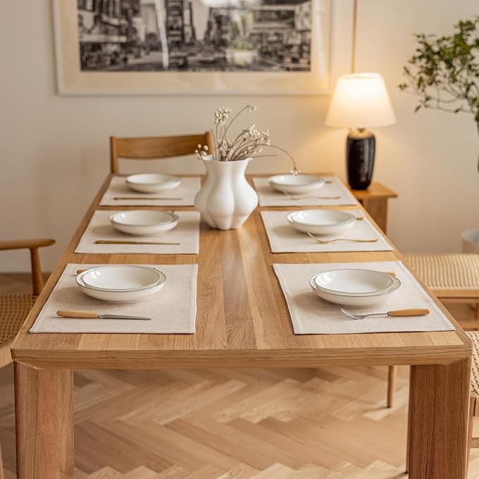 Demetex Placemats Set of 6 Heat Resistant Dining Table Mats Linen Cloth - Image 7