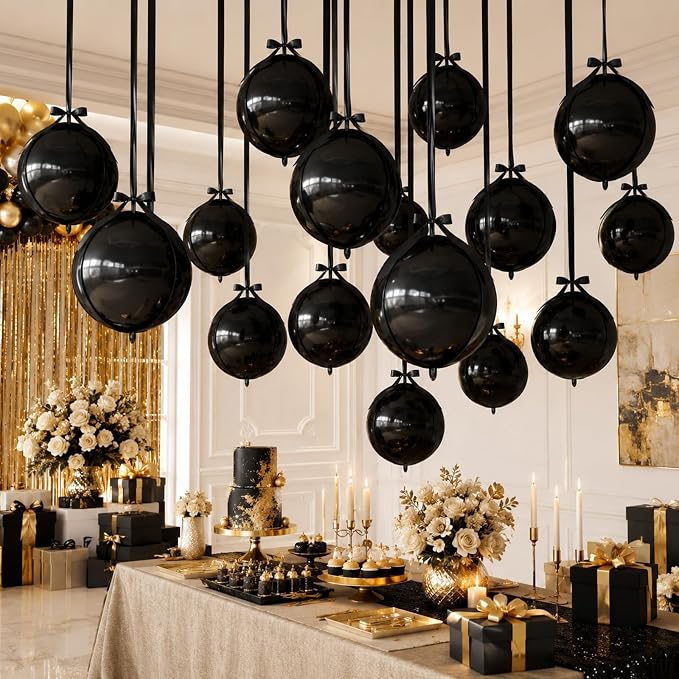 Black Round Foil Balloons - Image 7