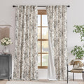 jinchan Floral Linen Blackout Curtains Lined 102 Inch Back Tab 2 Panels | by JINCHAN