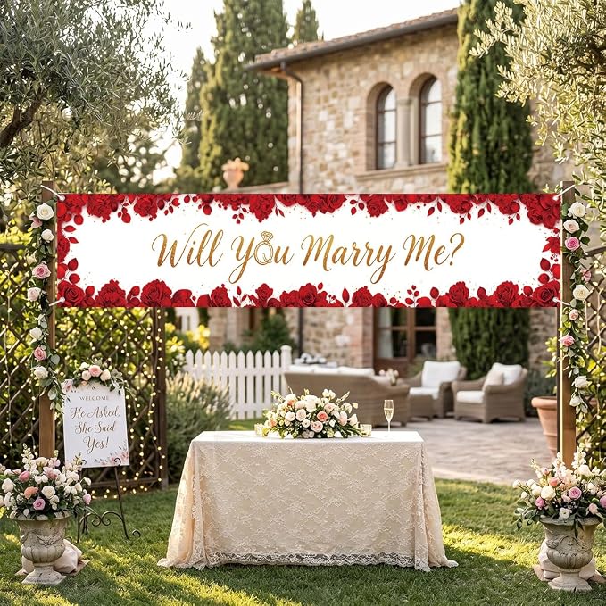 Will You Marry Me Wedding Decor Banner Marriage Proposal Decorations | Reusable - Image 3