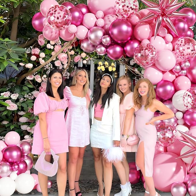 Pink Balloon Garland Arch Kit for Birthday Decorations | 140Pcs Hot Light - Image 2