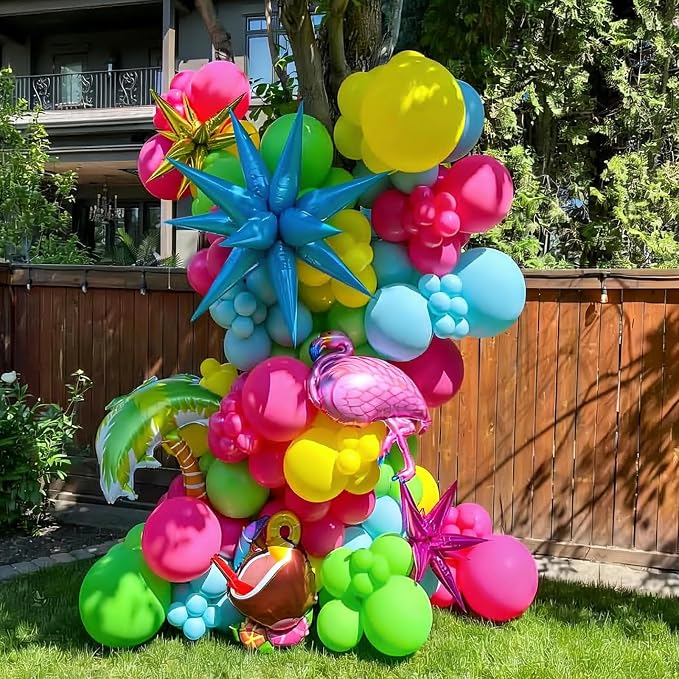 Tropical Balloons Arch Kit, Hawaiian Party Balloons | Hot Pink Orange Teal - Image 5