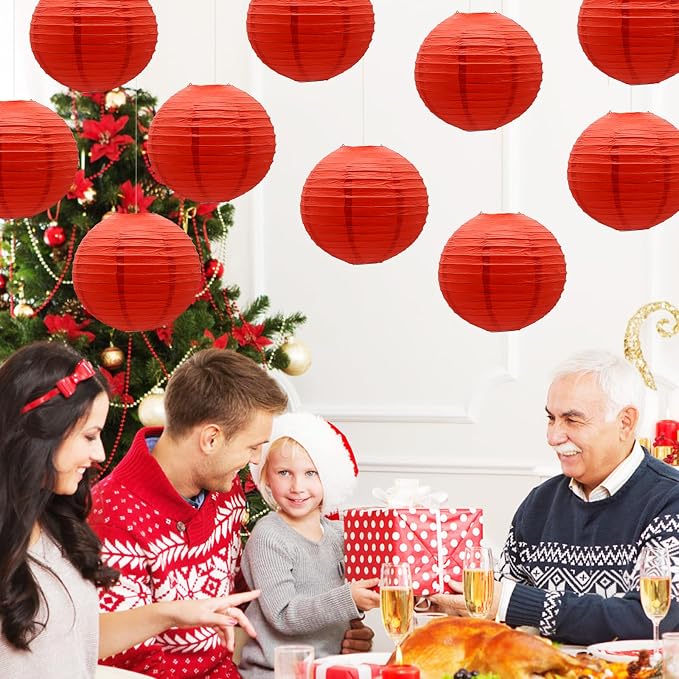 Red Paper Lanterns Round Shape Chinese Japanese Lanterns - Image 7
