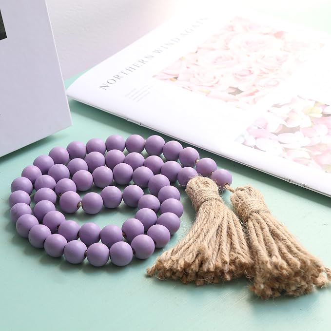 Meplait 39in Wood Bead Garland, Farmhouse Beads - Image 2