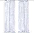 Laser Silver Sequin Backdrop Curtains Party Glitter Drapes 2 Pcs 2FTx8FT | by B-COOL