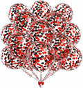 50pcs Black and Red Foil Confetti Balloons, 12 inch Latex Balloon by KALOR