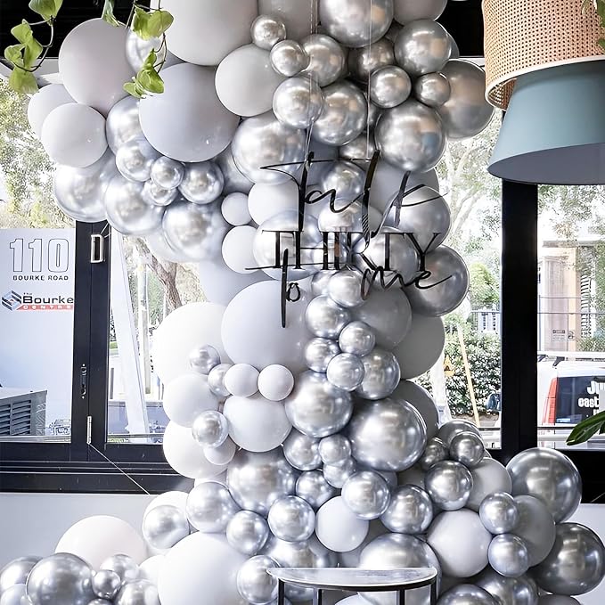Voircoloria 66pcs Metallic Silver Latex Party Balloons, 12inch | - Image 4